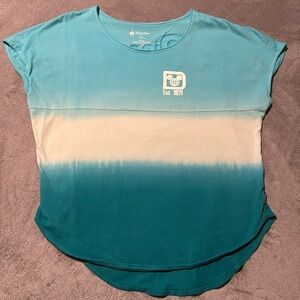 Disney Parks‎ Spirit Jersey T Shirt Top Womens Large Blue Tie Dye Short Sleeve